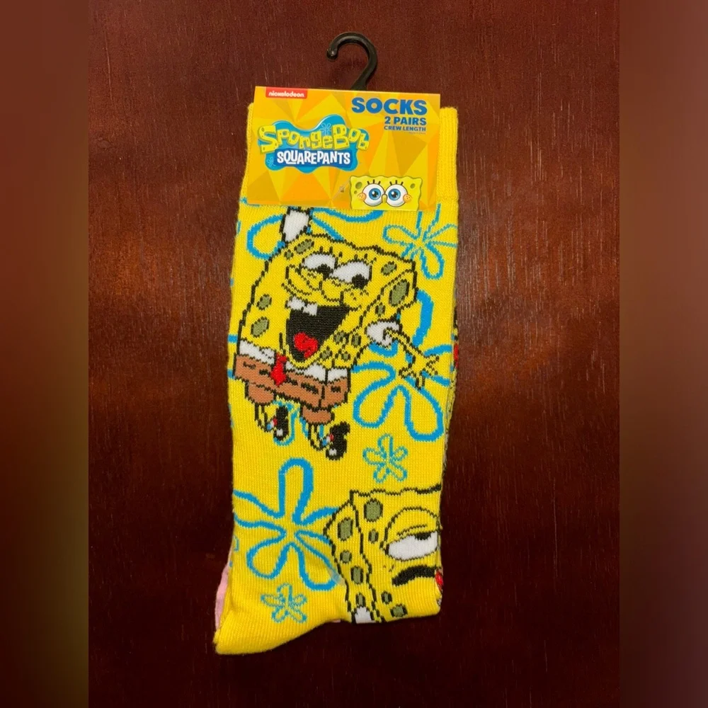 SPONGEBOB SQUAREPANTS NOVELTY CREW SOCKS NWT MEN’S SHOE SIZE 8-12